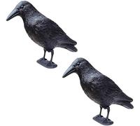 EHOTER Corbeau Anti-Pigeon Effaroucheur Oiseaux Exterieur, Corbeaux Noirs Factice comme Effaroucheur d'oiseaux, Répulsif Contre Les Pigeons pour Balcon Jardin Toit Et Terrasse (2 pièces)