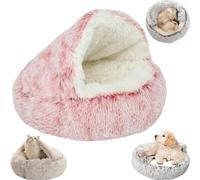 EHOTER Cozy Cocoon Lit d'hiver pour animal de compagnie pour chiens, chats et chiens de petite taille, lit confortable pour animal de compagnie (50 x 50 cm, rose longue peluche)