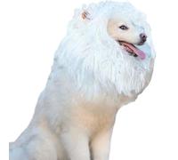 EHOTER Crinière de lion pour chien - Réglable - Avec oreilles - Costume d'Halloween pour chiens de taille moyenne et grande - Taille L, blanc