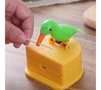 EHOTER Distributeur De Cure-Dents en Forme D'oiseau Porte-Cure-Dents Automatiques Boîte De Rangement pour Cure-dent De Table pour La Maison Les Restaurants Le Bureau (Vert/Jaune)