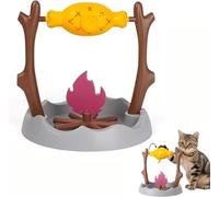 EHOTER Distributeur De Friandises pour Chat, Mangeoire pour Chat Au Feu De Camp, Jouet Rotatif en Forme De Cuisse De Poulet Grillée, Jouets Interactifs pour Animaux De Compagnie (A)
