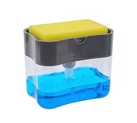 EHOTER Distributeur de savon à vaisselle 2 en 1 pour cuisine - Distributeur de savon innovant et porte-éponge - Distributeur de savon liquide avec support éponge (gris)