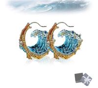 EHOTER Ensemble de bijoux collier serment de l'océan 2024 - Collier réglable avec bague et boucles d'oreilles - Cadeau pour femmes et filles, Plastique