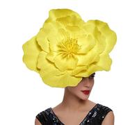 EHOTER Grands bibi à fleurs pour femmes, pour goûter, chapeaux fantaisie pour filles et femmes, accessoires de déclaration (jaune)