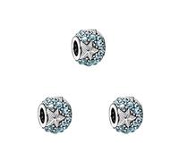 EHOTER Jolie Perles Océanique Diamant avec étoiles de Mer Charm des Gouettes d'eau en Argent Sterling des Bracelets de la Collection pour Noël Mariages la Saint-Valentin Anniversaires (3 pièces)