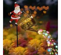 EHOTER Lanterne Solaire Exterieur Arrosoir avec Père Noël, Deco Noel Lampes LED À Effet Fontaine Lumineuse, Décoration Noël pour Jardin Chemin Cour Et Terrasse (A)