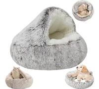 EHOTER Lit Cocoon Confortable pour Animaux d'Hiver pour Chiens et Chats - Lit Couvert pour Chiens de Petite Taille - Coin Confortable pour Chiens - Lit Confortable pour Chats (50 * 50 cm, Velours Long