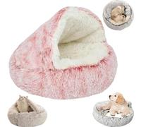 EHOTER Lit De Chien Chat Coussin en Peluche Douce Et Chaude Panier pour Chat Anti Stress Fond Antidérapant Hiver Coussin Sommeil Profond pour Chats Chiens Petits Animaux (35 * 35cm,Rose/Long Peluche)