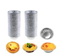 EHOTER Lot de 100 mini moules circulaires en aluminium pour tartelettes, quiches, puddings, cupcakes, œufs et tartelettes