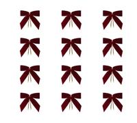 EHOTER Lot de 12 Nœuds De Noël en Velours, Velvet Noël Arcs pour Sapin De Noël Couronnes Bricolage Mariage Nœuds Décoratifs Cadeau d'emballage (Vin Rouge)