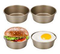 EHOTER Lot de 2/4 moules à œufs pour friteuse à air comprimé de 10,2 cm - Mini plaque de cuisson ronde en acier au carbone pour œufs au plat, muffins, sandwichs, petit-déjeuner, ménage, cuisine (lot