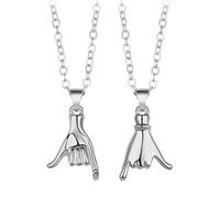 EHOTER Lot de 2 colliers assortis avec pendentif en forme de main pour couple - Cadeau romantique pour petit ami ou petite amie - Cadeau romantique pour la Saint-Valentin, Plastique