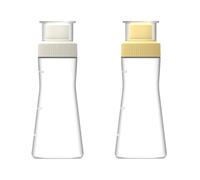 EHOTER Lot de 2 flacons compressibles gradués en plastique pour sirop de gâteau - 350 ml - Pour trempage simple de sirop de miel - Avec couvercle hermétique - Rangement facile - Outils de cuisson