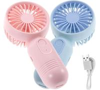 EHOTER Lot De 2 Mini Ventilateur Portable, Petit Ventilateur Personnel À Piles Avec 3 Vitesses, Ventilateur Portatif Alimenté Par Batterie Pour Femmes Hommes Bureau Voyages (Rose+Bleu)