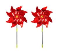 EHOTER Lot de 2 moulins à vent réfléchissants pour dissuasion des oiseaux, appareils effrayants pour jardin, cour, ferme, pour protéger les fenêtres, les arbres, les cultures des oiseaux (rouge)