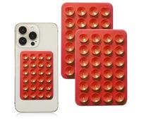 EHOTER Lot de 2 Ventouses en Silicone pour Téléphone Portable, Ventouse Auto-Adhésive Polyvalente, Support de Ventouse pour Téléphone Portable, Tapis Ventouse pour Tous les Téléphones Portables (Rouge