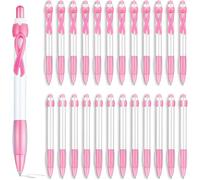 EHOTER Lot De 20 Stylos De Sensibilisation Au Cancer Du Sein, Stylos À Bille Rétractables Avec Ruban De Sensibilisation, Accessoires Pour Étudiants Infirmières Personnel De Bureau (Rose)