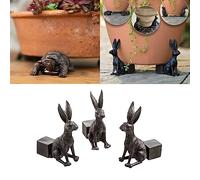 EHOTER Lot de 3 mini rehausseurs de fleurs en résine en forme d'animal - Décoration pour pot de fleurs d'intérieur et d'extérieur pour améliorer la circulation de l'air - Pieds décoratifs (lapin)
