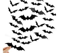 EHOTER Lot de 60 Décoration 3D Chauve Souris, Chauve Souris Halloween, Décoration Intérieure Araignée, 4 Tailles Différentes pour Les Fournitures De Fête d'halloween (60 pièces)