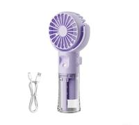 EHOTER Mini ventilateur portable à main avec pulvérisation d'eau rechargeable par USB avec 4 vitesses, petit ventilateur de bureau pour l'extérieur, l'école, les voyages, le camping (violet)