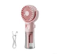 EHOTER Mini Ventilateur Portable Avec Brume D'eau, Ventilateur Portable Rechargeable Avec 4 Vitesses, Petit Ventilateur De Refroidissement Pour Voyage Camping Maquillage (Rose)