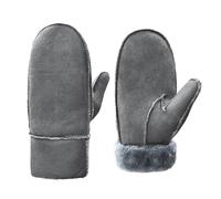 EHOTER Moufles d'hiver thermiques en daim pour homme avec doublure en polaire chaude avec revers à revers - Moufles en daim épais coupe-vent - Pour l'extérieur, le cyclisme, la conduite, le ski, le