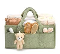 EHOTER Organiseur de couches pour bébé avec séparateurs amovibles - Panier de rangement portable pour couches de bébé - Sac à lingettes pour nouveau-né - Cadeaux essentiels pour maman et bébé (vert)
