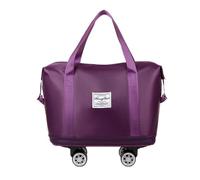 EHOTER Sac de voyage pliable extensible à roulettes avec roulettes amovibles pour homme et femme, violet