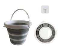 EHOTER Seau à eau pliable portable de grande capacité robuste en silicone avec poignée de préhension - Seau multifonction pour la maison, la chambre à coucher, l'extérieur (gris, 10 l)