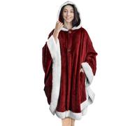 EHOTER Sweat Plaid Sweat à Capuche Couverture Pull Couverture à Capuche Hiver Peignoir Super Douces Et Chaudes En Flanelle Pour Hommes Femmes Adolescents (Rouge,Taille unique)