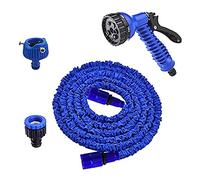 EHOTER Tuyau D'Arrosage Extensible Tuyau D'arrosage Extensible 3 Fois avec 7 Fonctions Pistolet Tuyau D'arrosage pour Irrigation Jardin Laver La Voiture Animal Nettoyage (50FT/15M Bleu)