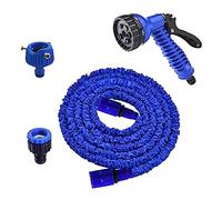 EHOTER Tuyau D'Arrosage Extensible Tuyau D'arrosage Extensible 3 Fois avec 7 Fonctions Pistolet Tuyau D'arrosage pour Irrigation Jardin Laver La Voiture Animal Nettoyage (100FT/30M Bleu)