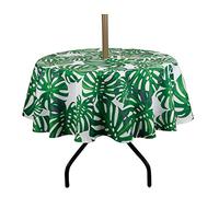 EHouseHome Nappe ronde imperméable pour intérieur et extérieur avec trou de parasol et fermeture éclair, pour terrasse, printemps/été, table de jardin circulaire, barbecues/pique-niques, 177,8 cm