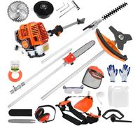 ehozirta 52cc 4-en-1 à gaz Multiples - Coupe-Brosse, tronçonneuse, Coupe-haie et Tondeuse Gazon avec Lame 3 Dents, réservoir de 1,2 L, 8000-9500 TR/Min Comprenant des Lunettes sécurité Une tro