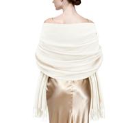 ehsbuy Cadeaux d'anniversaire pour femme - Châle pashmina et écharpe en cachemire doux - Grande écharpe d'hiver pour mariage, demoiselle d'honneur, robe de soirée, blanc, Taille unique