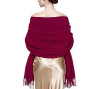 ehsbuy Cadeaux d'anniversaire pour femme - Châle pashmina et écharpe en cachemire doux - Grande écharpe d'hiver pour mariage, demoiselle d'honneur, robe de soirée, bordeaux, Taille unique