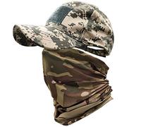 ehsbuy Camo Casquette Homme avec Refroidissement Cache-Cou Casquettes de Baseball Visage Écharpe Armée Tactique Militaire Chapeau Tour de Cou pour Courir Chasse Cyclisme Sports