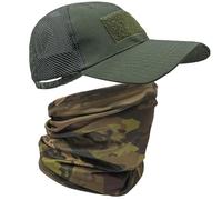 ehsbuy Camouflage Mesh Casquettes de Baseball Homme avec Refroidissement Cache Cou Militaire Ajustable Casquette Trucker Tour de Cou Tactique Airsoft Casque pour Chasse Sports de Plein Air