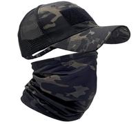 ehsbuy Camouflage Mesh Casquettes de Baseball Homme avec Refroidissement Cache Cou Militaire Ajustable Casquette Trucker Tour de Cou Tactique Airsoft Casque pour Chasse Sports de Plein Air