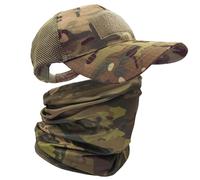 ehsbuy Camouflage Mesh Casquettes de Baseball Homme avec Refroidissement Cache Cou Militaire Ajustable Casquette Trucker Tour de Cou Tactique Airsoft Casque pour Chasse Sports de Plein Air