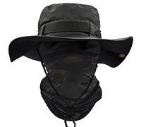 ehsbuy Chapeaux De Pêche pour Hommes Femmes à Large Bord Camo Chapeau Homme Visage Écharpe Camouflage Militaire Armée Chapeau Seau Chapeaux De Soleil Chasse Maille Plage Cap