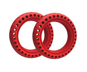 ehua® 2x Pneu Plein pour Xiaomi Trottinette M365/Pro/Pro2/1S/Essential/3 et Wispeed T850/T855/pro, Roue Alveolée dure Anti Crevaison Anti dérapant Increvable Solide Avant/Arrière (2xPneu plein ROUGE)