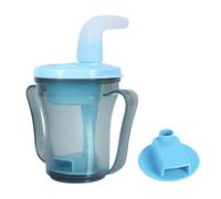 Ehucon Coupe à Boire pour Dysphagie, Régulant la Déglutition et les Troubles pour Prévenir les Risques de Suffocation, Distribue 5cc ou 10cc de Liquide à Chaque Utilisation (Bleu clair avec gris)