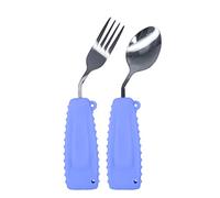 Ehucon Couverts Adaptatifs, Ensemble de Fourchette et Cuillère Incurvés Pour Personnes âgées Ou Atteintes de La Maladie de Parkinson (Violet, Main gauche)