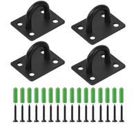 Ehuihuan 4 Pièces Plaque Oeillet, Pontet Inox, Crochet Plafond Charge Lourde, Plaque de Pont en Acier Inoxydable pour Auvent, Cordes et Filets Décoratifs (Noir)