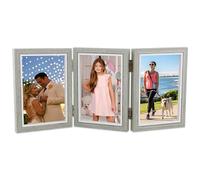 Ehuihuan Cadre 3 Photos, Cadre Photo Triple, Cadre Photo Double, Cadre Photo en Bois Pliable, Cadre Photo à Charnière Pour le Bureau ou la Famille (Gris Triple 6 pouces)
