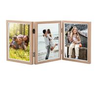 Ehuihuan Cadre 3 Photos, Cadre Photo Triple, Cadre Photo Double, Cadre Photo en Bois Pliable, Cadre Photo à Charnière Pour le Bureau ou la Famille (Triple de 8 pouces)