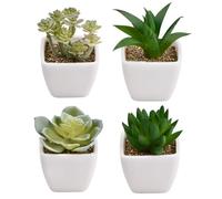 Ehuihuan Plantes Succulentes Artificielles Interieur, Petite Plante Verte Artificielle Decoration Exterieur en Pot, Mini Fausses Plantes, Végétaux Artificiels, Plante Grasse Decorative Interieur 4PCS