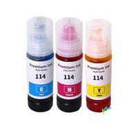 EHxCUF Recharge de Colorant Compatible Encre T114 114 Recharge de Bouteille à Base d'eau Compatible avec Les imprimantes ET-8500 ET-8550(1SET C M Y)