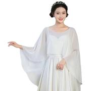 EHYQK Élégant châle capelet en mousseline de soie pour femme pour robe de mariage et de soirée, blanc, taille unique